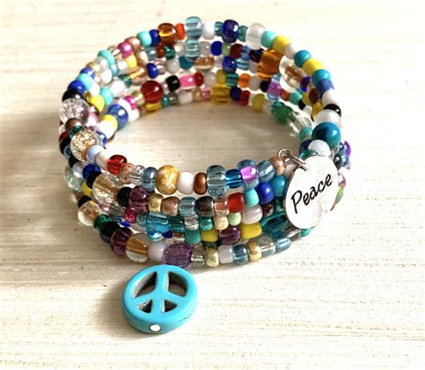 etsy love bracelet|love and peace beaded bracelet.